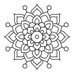 coloring book page, flower mandala design , vector illustration