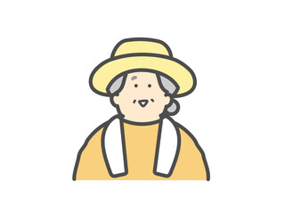 農家で働く笑顔な女性高齢者　シニア　アイコン