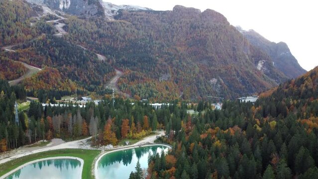 Sella Nevea and its woods dressed in autumn