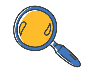 Vector isolated doodle symbol of a magnifying glass with lens.