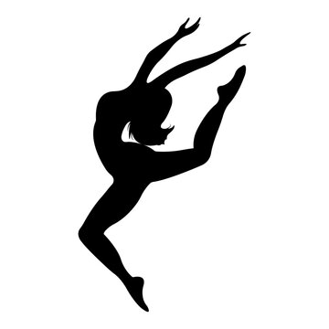 Ballerina silhouette. Ballet banner. Realistic dancer in pointe shoes and tutu. Vector illustration.