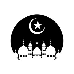 Mosque silhouette building Islamic religion vector icon element