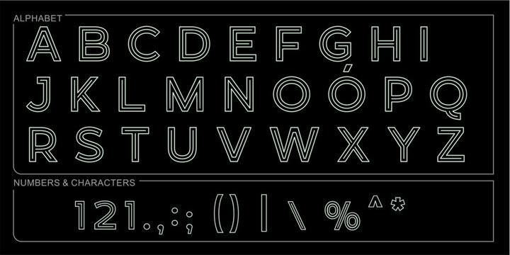 alphabet letters font set. typography font with trendy letters thin, bold, uppercase, lowercase and numbers. vector illustration.