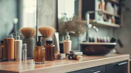 Stylish hair salon, essential tools and products.