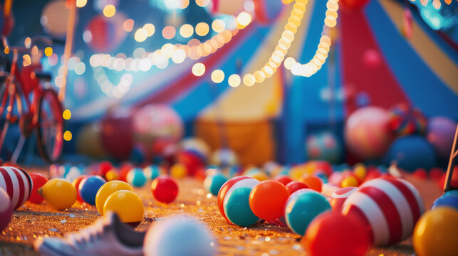 Vibrant Circus Tent Interior with Playful Atmosphere.