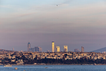 Fototapeta na wymiar Istanbul, Turkey Sunset over the Bosporus and city skyline.