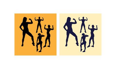 strong women silhouettes set, strong women gym silhouette, set, art, vector, design, silhouettes, silhouette, women, girls,