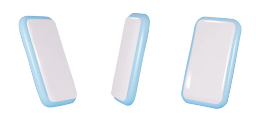 Vector 3d smartphones set in a minimalist style. Modern smartphone mockup with blank screen.