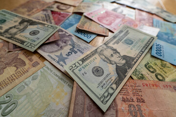 foreign currency money on business and travel