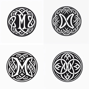 Set of M alphabet logo celtics style