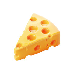 Wedge of Swiss cheese with holes isolated on a transparent background