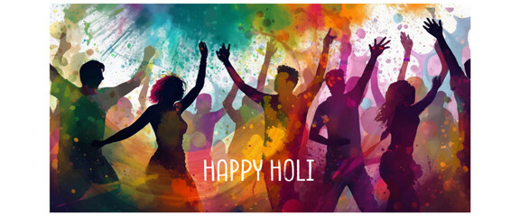 Colorful background for festival of colors - Happy Holi.  Suitable for greeting card, banners, sale promotion.