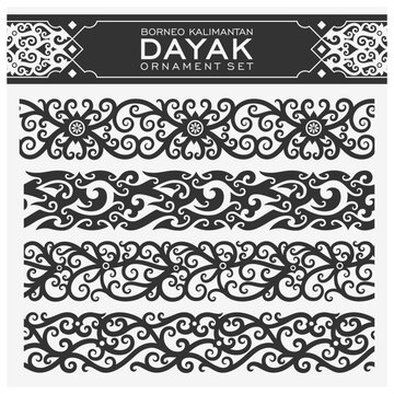 Set of Dayak Ornament elements for design vector illustration .