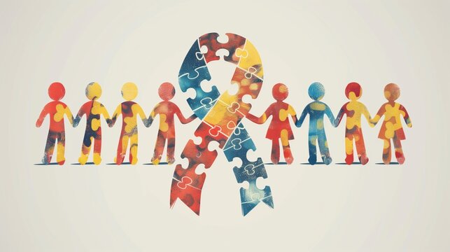 Puzzle as a symbol of the autism spectrum World Autism Awareness Day Symbol Incorporation of the World Autism Awareness