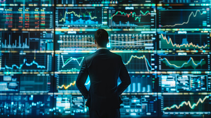 Businessman with stock financial chart. Business, Stock, and Exchange Concept. Generative Ai.