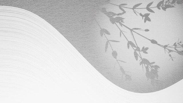 graphics art animation of split screen with empty white space and flower plant moving by gentle summer breeze on grey background drop shape