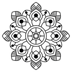 simple and easy mandala design for coloring book, creative mandala art for wall art