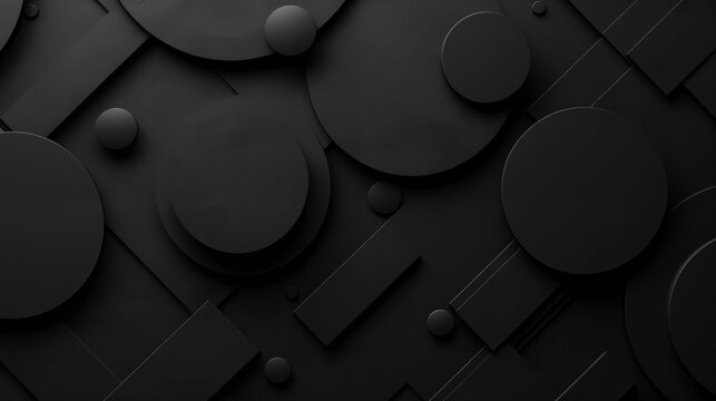 3d Background wallpaper picture with plastic textures and circles shape, black color