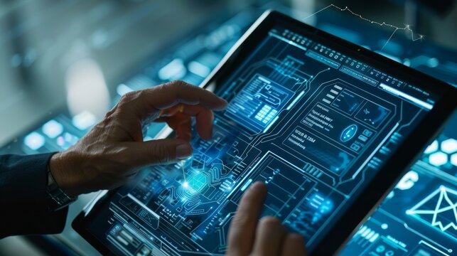 Digital Defense Closeup of User with Tablet Monitoring Network Security Threats