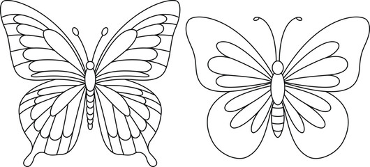 Set of butterflies coloring page for kids