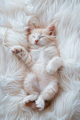 Fototapeta premium cute kittens sleep on the bed. Selective focus.