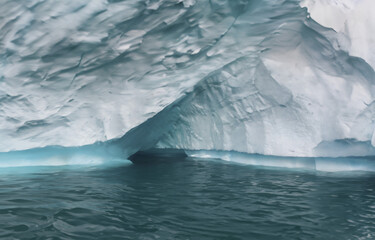 Melting icebergs floating in the frigid polar waters of Jokulsarlon lagoon, creating a stunning...