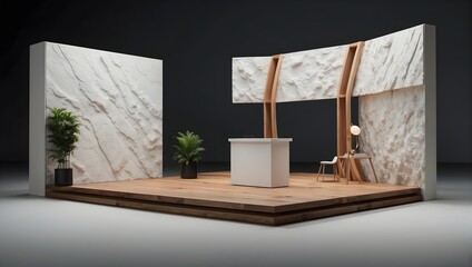 An elegant, flat rock podium tailored for product exhibition, neatly separated from any background Generative AI