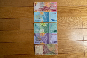 Fototapeta na wymiar foreign currency Indonesian rupee on business trip and travel