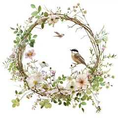 Fototapeta premium spring wreath, Easter wreath, frame, round wreath, decoration for cards