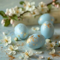 Obraz na płótnie Canvas Easter, Easter eggs, lie on the table, background, back, spring decoration 