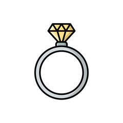 Color line Wedding Ring vector icon