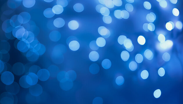 blurred blue abstract background with bokeh lights for decorative design; copy space