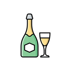 Color line Champagne vector icon