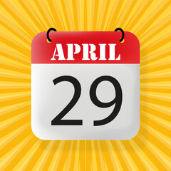 29 April. Speech bubble with 29 April. Business concept. 3d illustration. Pop art style. Vector line icon for Business and Advertising