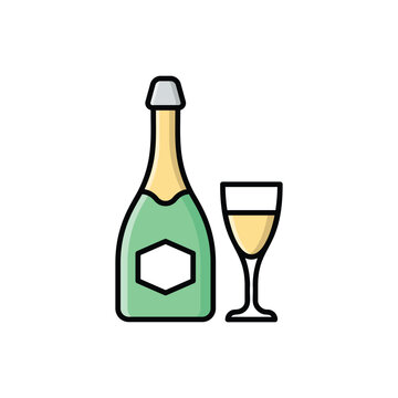 Color line Champagne vector icon