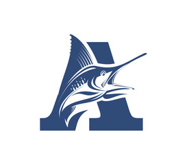  Logo Letter A marlin fish