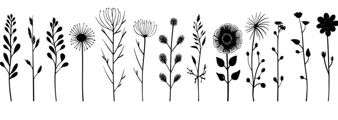 grass and flowers vector