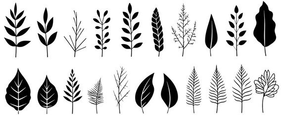 set of silhouettes of wheat