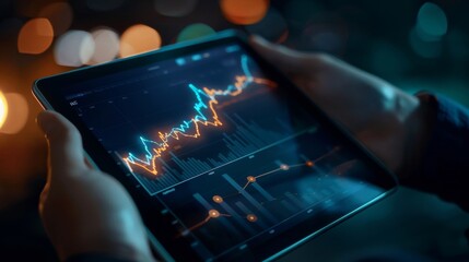 Digital Transformation Tablet Casting Shadow to Profitable Growth Graph
