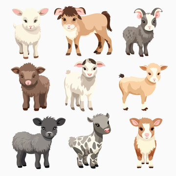 Baby Farm animals Clipart isolated on white background