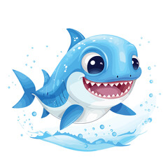Baby shark clipart isolated on white background