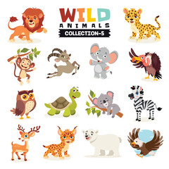 Naklejka premium Set Of Various Wild Animals