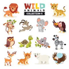 Abwaschbare Fototapete Höhenskala Set Of Various Wild Animals