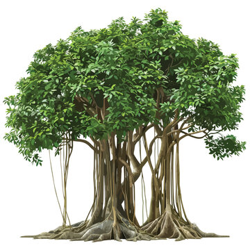 Banyan Tree Clipart isolated on white background