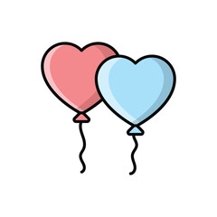 Color line Balloons vector icon
