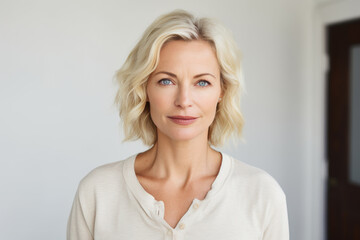 Portrait of a confident, middle-aged woman with blond hair