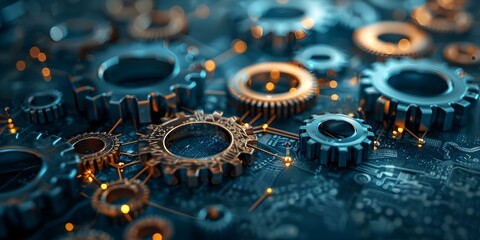 Interconnected Gear Systems Representing Diverse Income Streams. Concept Ecosystem Management, Sustainable Agriculture, Small Business Development, Income Diversification