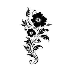 black and white floral ornament