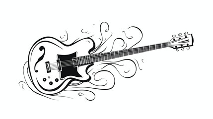 Bass guitar one line art. Continuous line drawing