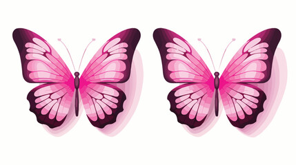 Beautiful pink butterfliesisolated on a white flat vector